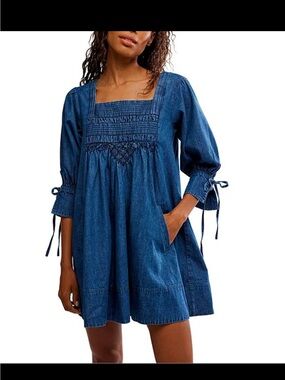 This Free People Sonora Denim Mini Dress nwt